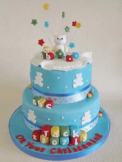 Baby boys colourful Christening cake  - Cake by Little Padawan Cakes 