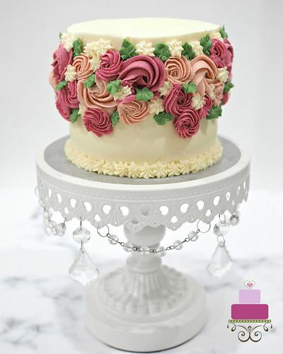 Vanilla Buttercream Cake with Buttercream Flowers - Cake by Decorated Treats