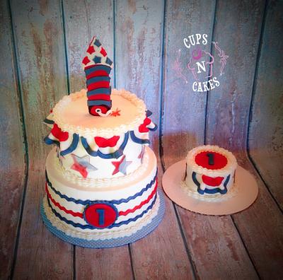 Little Firecracker 1st Birthday - Cake by Cups-N-Cakes 