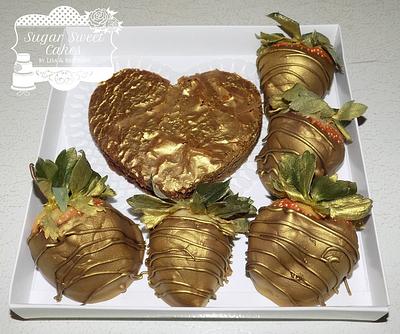 Silver & Gold Strawberries - Cake by Sugar Sweet Cakes