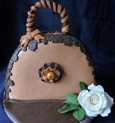 The hand bag with white rose - Cake by Tania