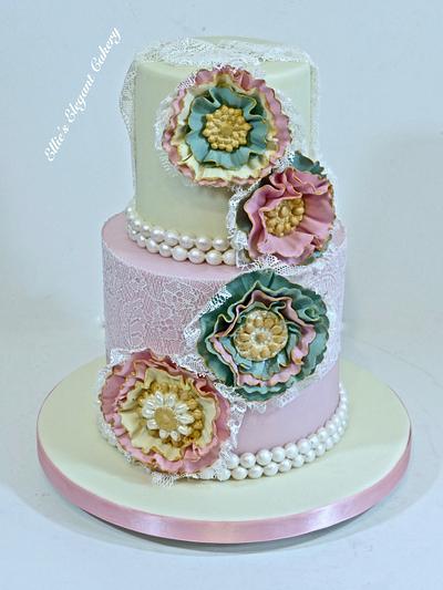 Pretty Vintage Lacey Flowers - Cake by Ellie @ Ellie's Elegant Cakery
