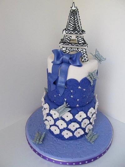 Paris Eiffel Tower & butterfly cake  - Cake by Denise Frenette 