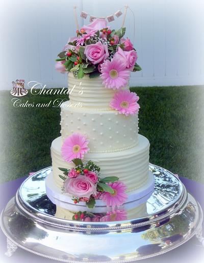 Dots and Lines Buttercream Wedding Cake - Cake by Chantal Fairbourn