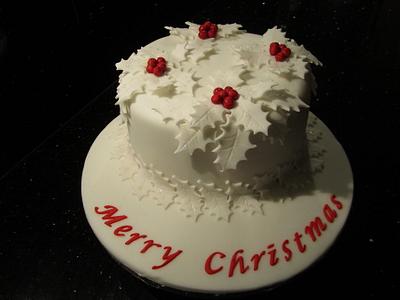 Winter White Holly and Sparkle - Cake by Josiekins