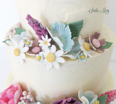 Rustic Garden Flowers Wedding Cake  - Cake by Sharon, Sadie May Cakes 
