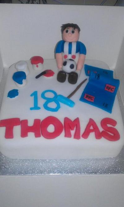 Cake for an 18 year old painter and decorator glasgow rangers fan! - Cake by Kirsty