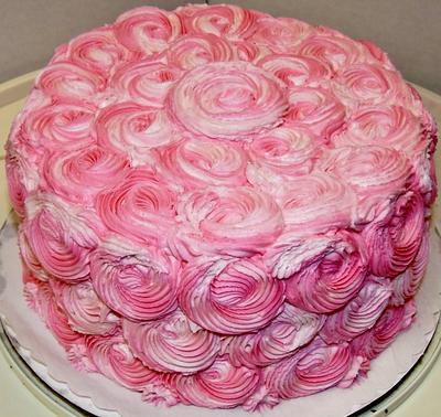 Pink Rosette cake in buttercream - Cake by Nancys Fancys Cakes & Catering (Nancy Goolsby)