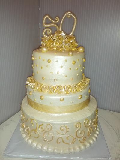 Shimmering Fifty Anniversary - Cake by Creative Cakes by Tammy Mays