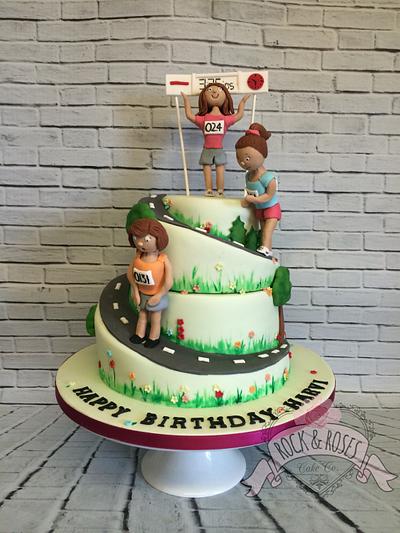 Marathon themed spiral cake - Cake by Rock and Roses cake co. 
