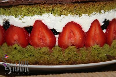 Green Red and White Délice - Cake by Lilas e Laranja (by Teresa de Gruyter)