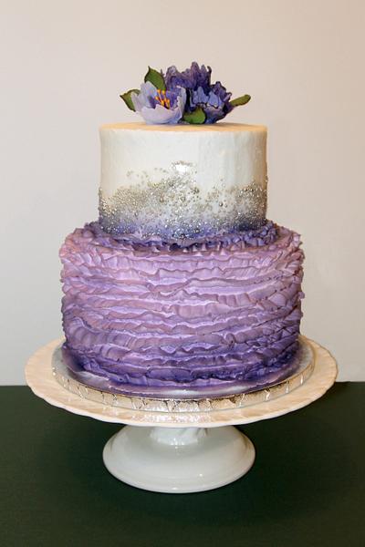 Purple Ruffle and Tulip shower cake - Cake by Tammy Mashburn