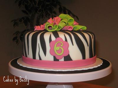 Pink and Green Zebra  - Cake by Becky Pendergraft
