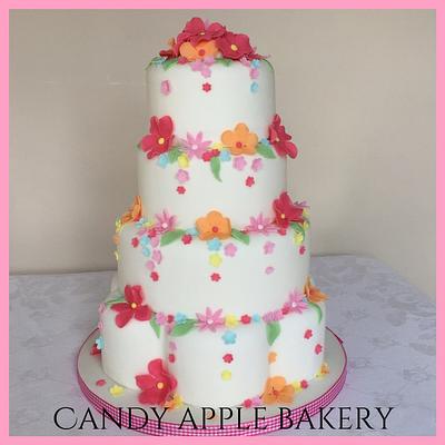Summer brights Wedding cake - Cake by Candy Apple Bakery