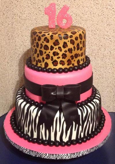 Animal Print Sweet 16 Cake - Cake by Tracy's Custom Cakery LLC