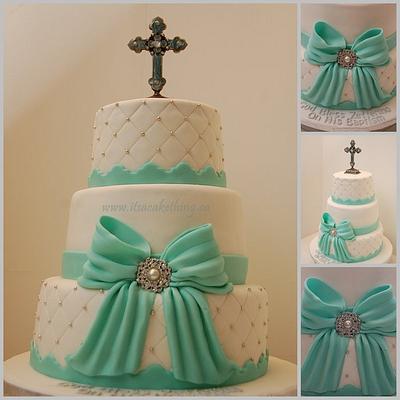 Tiffany coloured Baptism Cake  - Cake by It's a Cake Thing 