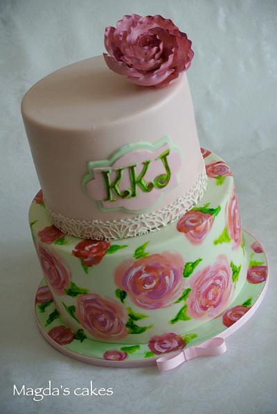 Hand-painted roses - Cake by Magda's cakes