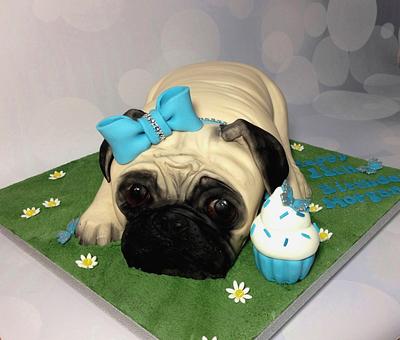 Pug birthday cake - Cake by Dragons and Daffodils Cakes