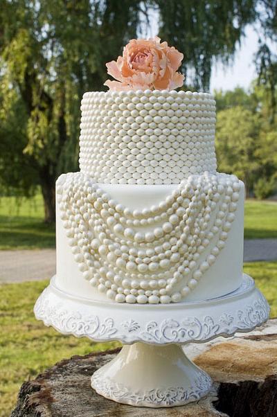 Wedding Cakes NYC String-of Pearl Custom Cake - Cake by Leo Sciancalepore