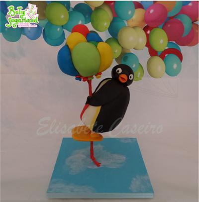 Pingu and the balloons - gravity defying cake - Cake by Bety'Sugarland by Elisabete Caseiro 