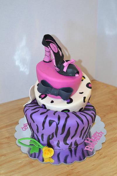 Animal Print Topsy Turvy/Whimsical with a Shoe! - Cake by CrystalMemories