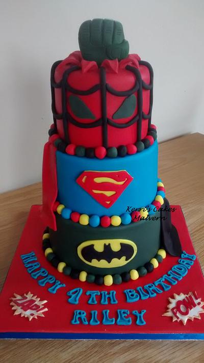 3 tier Superhero x - Cake by Kerri's Cakes