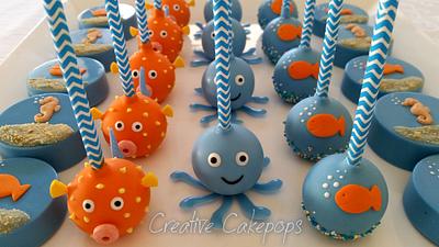 Under the Sea cake pops, Chocolate dipped Oreo's and Fish Cupcake cake - Cake by Creative Cakepops