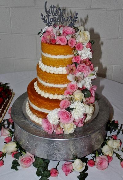 Naked cake with buttercream icing - Cake by Nancys Fancys Cakes & Catering (Nancy Goolsby)