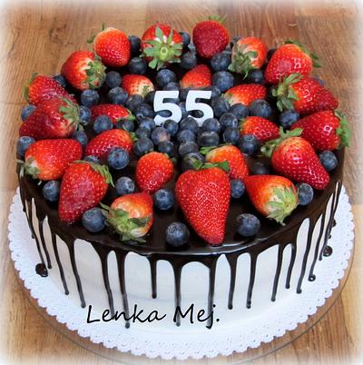 Strawberry and Blueberry Drip cake - Cake by Lenka