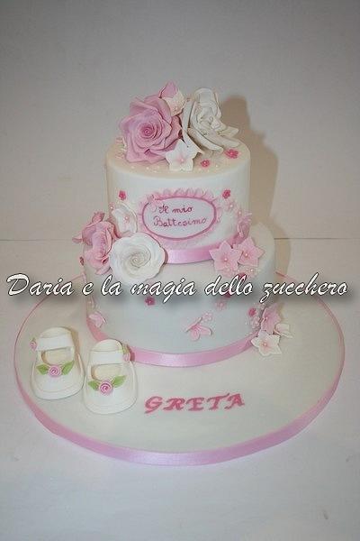 baptism cake with roses - Cake by Daria Albanese