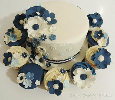 Ivory & Blue Wedding Cake - Cake by Shereen