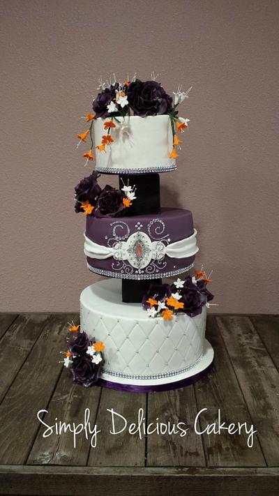 Purple and Orange Wedding - Cake by Simply Delicious Cakery