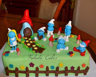 Smurfs cake - Cake by Fatema Elnashar