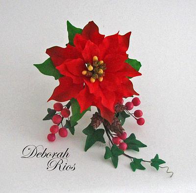 Red poinsettia arrangement - Cake by Sugared Inspirations by Debbie