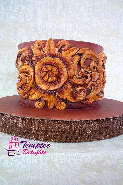 Wooden carving on cake - Cake by Anupama Ramesh
