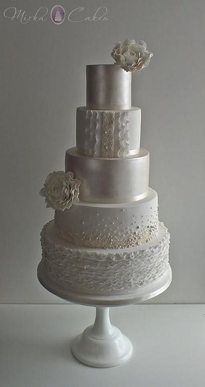 Pearls & Ruffles Wedding Cake - Cake by Mirka Cakes 