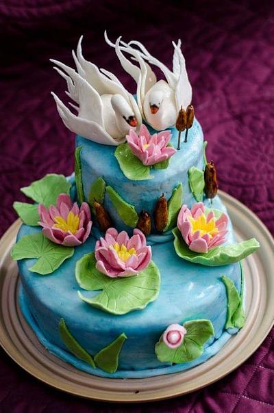 Lake with swans cake - Cake by Sweet Art decorations