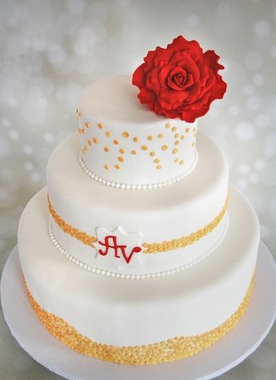 Gold and Red Wedding Cake - Cake by funni