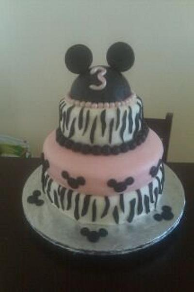 Minnie Mouse/Zebra Cake - Cake by Priscilla