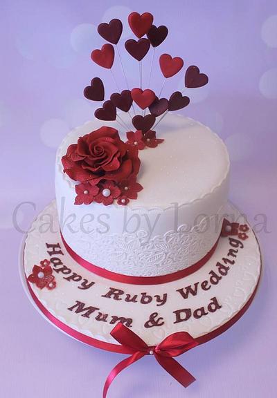 Ruby Wedding Anniversary Cake - Cake by Cakes by Lorna