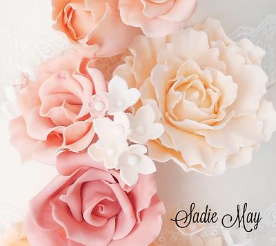 rose and peone wedding cake  - Cake by Sharon, Sadie May Cakes 