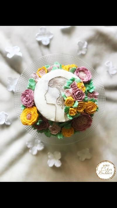 Belle fille -Caker buddies collaboration- buttercream - Cake by meenal
