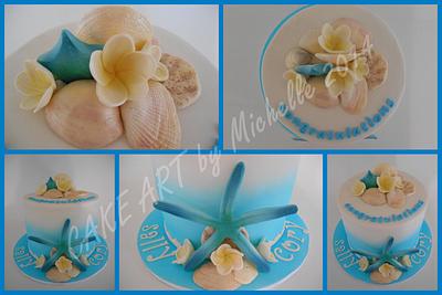 Beach Themed Engagement Cake - Cake by CAKE ART by Michelle