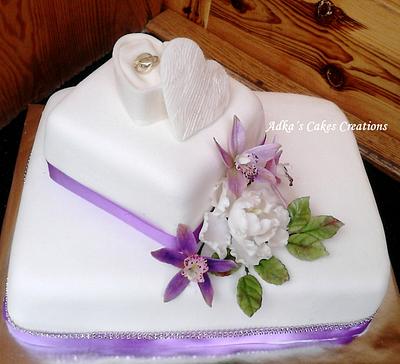 wedding cake with purple orchid  - Cake by AdkasCakesCreations