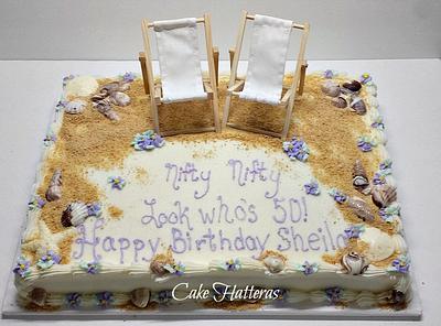 50th Birthday Beach Cake - Cake by Donna Tokazowski- Cake Hatteras, Martinsburg WV