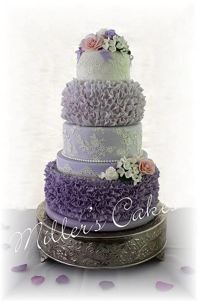 Ruffles And Lace In Dusky Purple Ombre - Cake by Deb Miller
