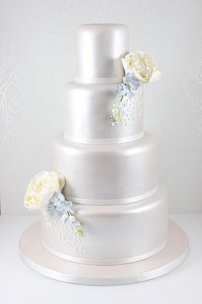 Lustred peony and freesia wedding cake - Cake by The Fairy Cakery
