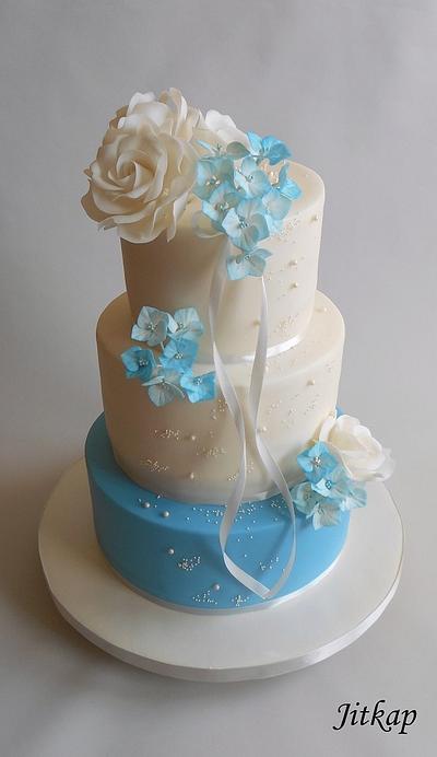 Wedding cake blue and white - Cake by Jitkap