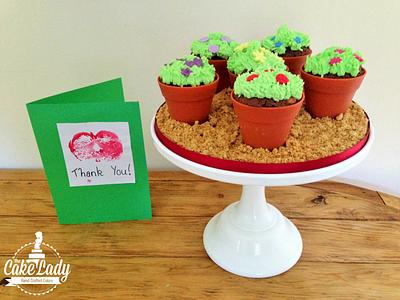 Flowerpot cupcakes made with my son <3 - Cake by The Cake Lady