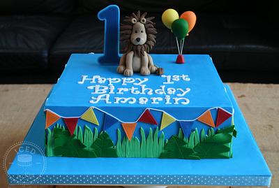 Little Lion's 1st birthday party :) - Cake by IcedByKez